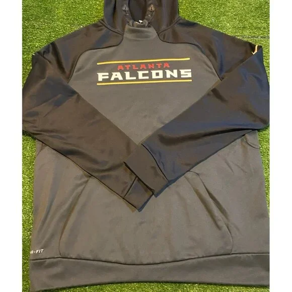 Altanta Falcons hoodie mens large black gray nike therma fit sweatshirt HFL 38 - Picture 7 of 13